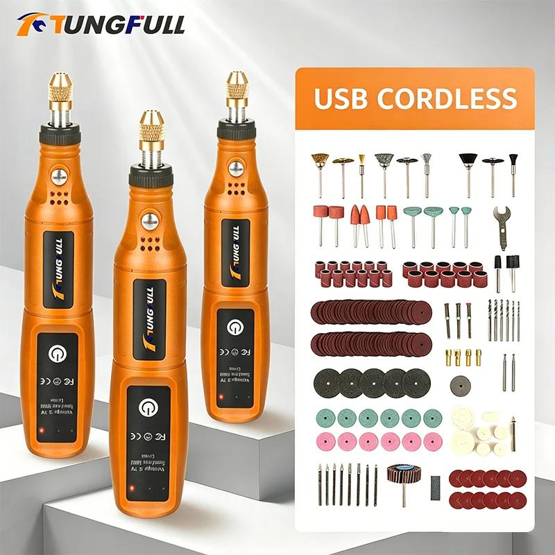 Hand Tools Mechanical Workshop - TUNGFULL Penggiling Listrik Mini Nirkabel Isi