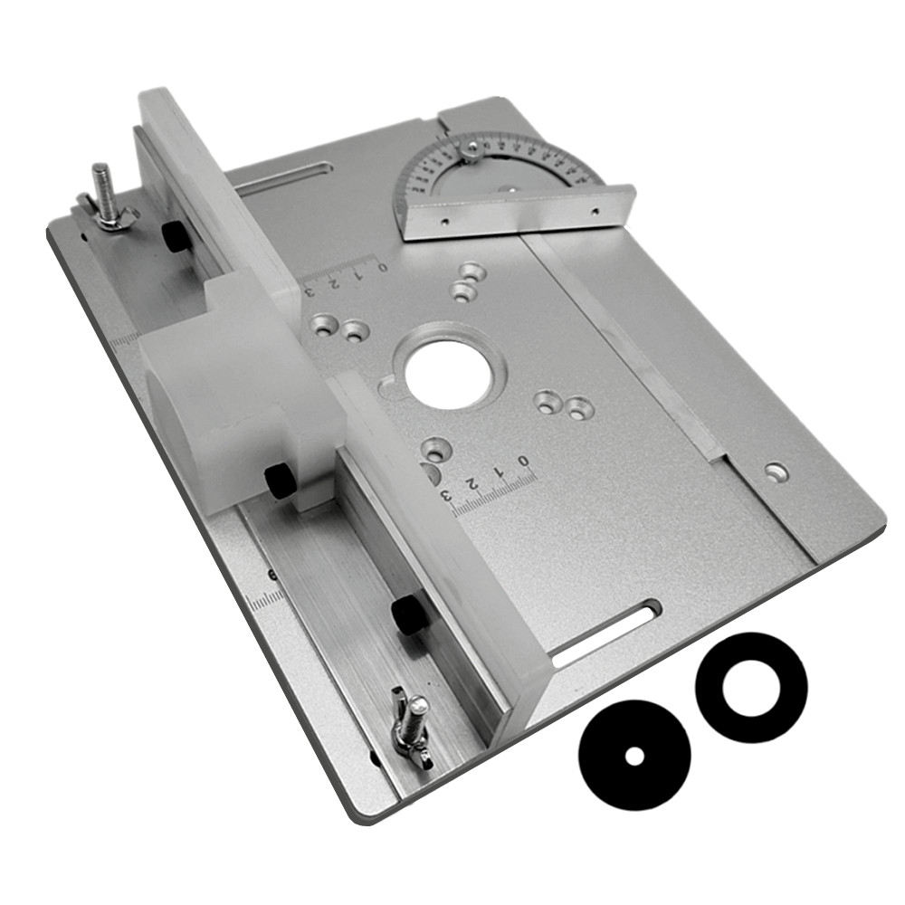 Router Table Insert - Router aluminium pelat sisip dengan pengukur