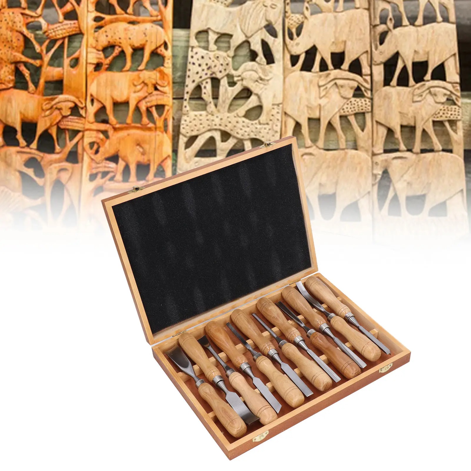 Chisel Set Wood - 12Pcs/Set Alat Ukir Kayu, Pisau CRV