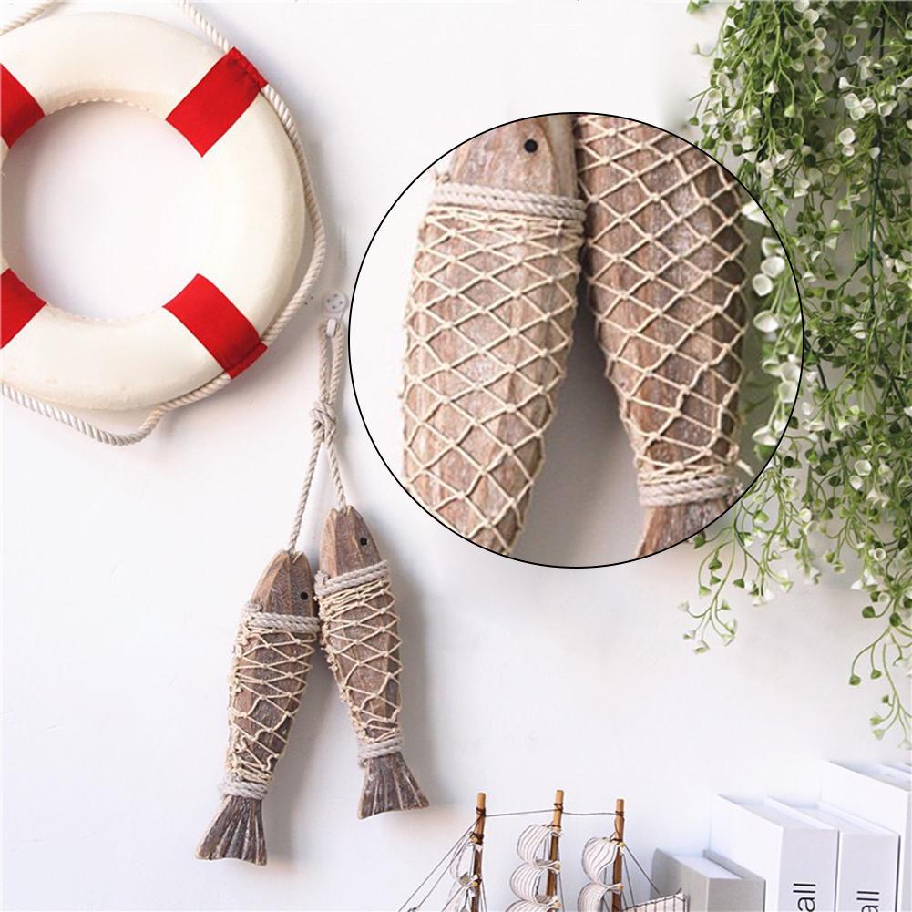 Chisel Set Wood - Patung Dinding Ikan Kayu dengan Jaring