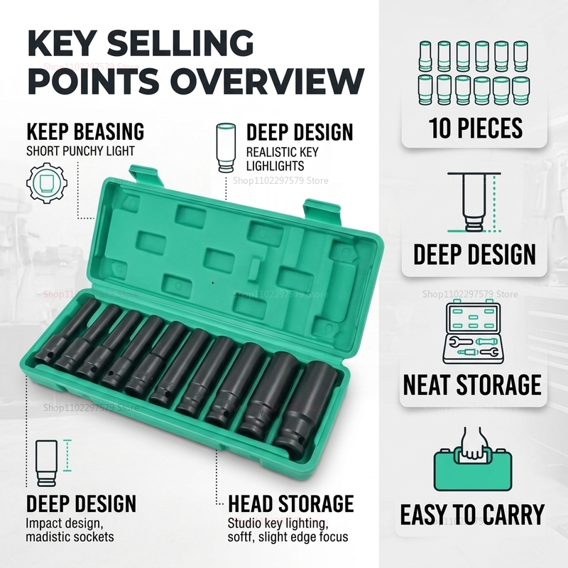10pcs Set Kunci Soket 8-24mm A - Workshop Hand Tools ulasan dan harga