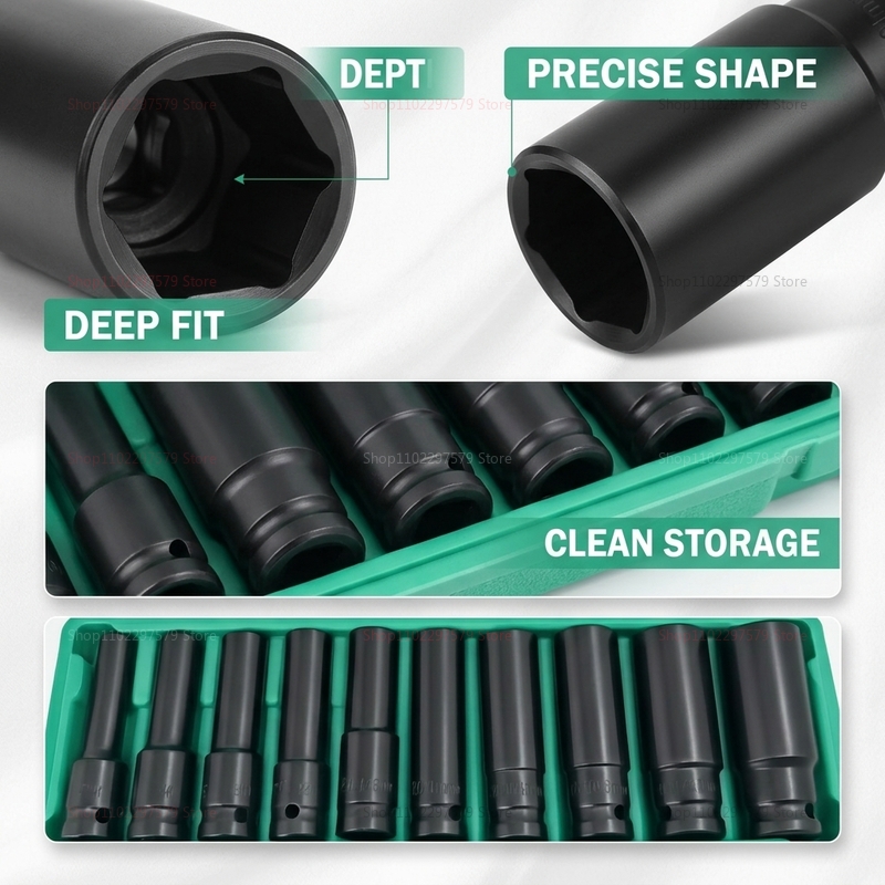 10pcs Set Kunci Soket 8-24mm A - Workshop Hand Tools ulasan dan harga